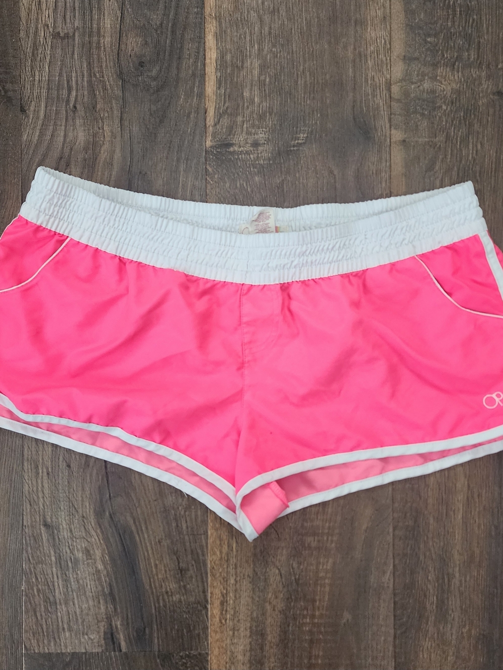 OP Pink Swim Coverup Shorts with White Trim